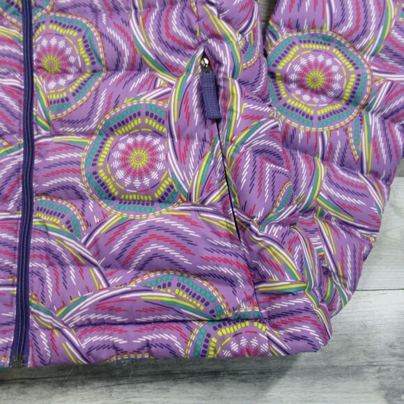 PATAGONIA Purple Printed Down Puffer Jacket Zip-Up Girls Size XL / 14 - Picture 5 of 12
